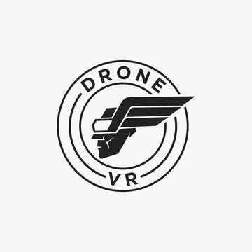 Virtual Reality glasses logo, Drone pilot wing logo icon vector template Stock Illustration