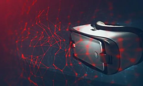 Virtual reality glasses in network conceptual illustration Stock Illustration