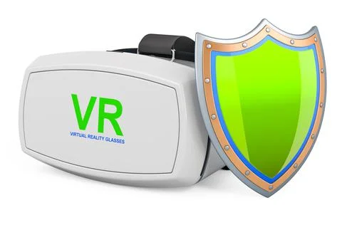 Virtual reality glasses with shield, 3D rendering Stock Illustration