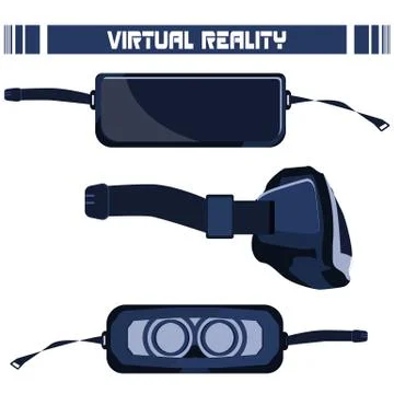 Virtual reality glasses turned different side. Stock Illustration