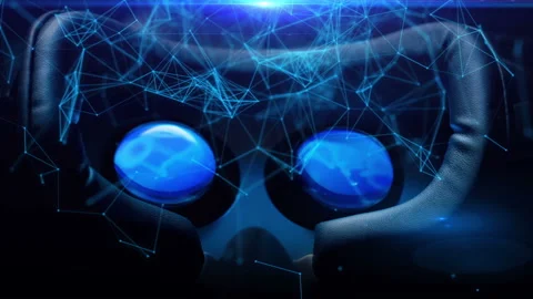 Virtual reality glasses, VR headset at night on a dark background Video stock 97362129
