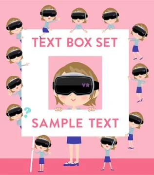 Virtual reality goggle women text box Illustrazione stock