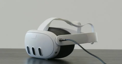 Virtual Reality goggles charging from usb cable. Stock Footage 254811603