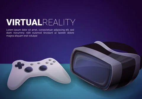 Virtual reality goggles concept banner, cartoon style イラスト素材