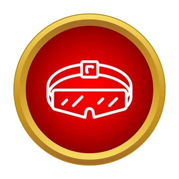 Virtual reality goggles flat icon on red circle Stock Illustration