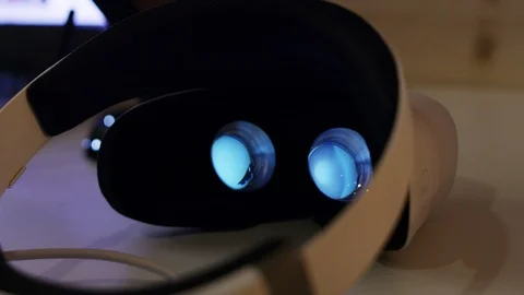 Virtual Reality Goggles Glowing 2 Stock Footage 100546317