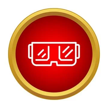 Virtual reality goggles icon on red background Stock Illustration