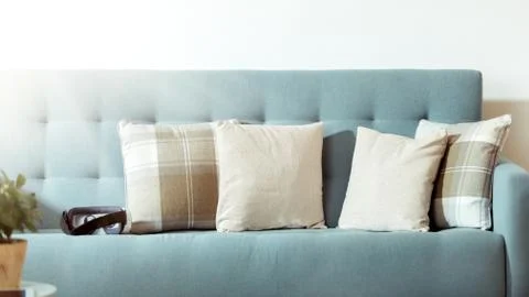 Virtual reality goggles lying on a couch  VR headset  Lifestyle virtua Stock Photos