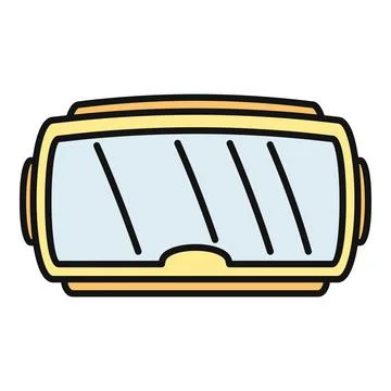 Virtual reality goggles technology flat outline icon Stock Illustration