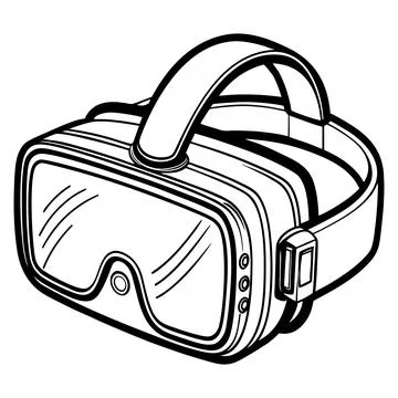 Virtual reality headset with adjustable strap and buckle VR headset goggles. Stock Illustration