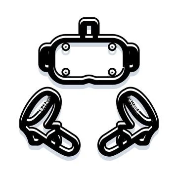 Virtual reality headset and controllers for gaming Stock Illustration