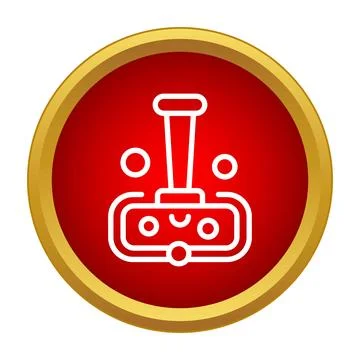 Virtual reality headset and joystick icon in red circle 스톡 일러스트