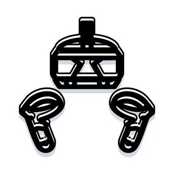Virtual reality headset and motion controllers concept Stock Illustration
