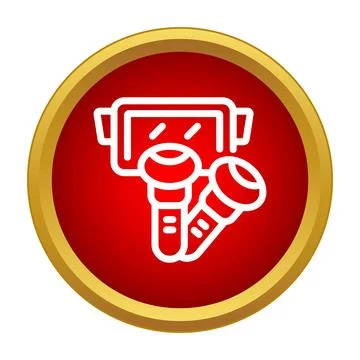 Virtual reality headset and motion controllers icon Stock Illustration