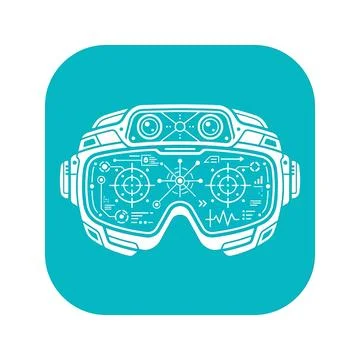 Virtual reality headset blue icon representing gaming future. Stock Illustration