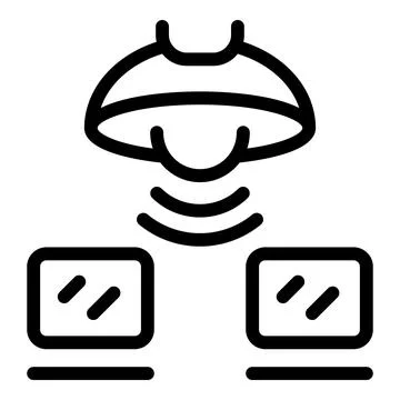 Virtual reality headset connecting to computers icon Stock Illustration
