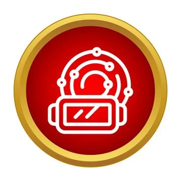 Virtual reality headset connecting to digital network icon Stock Illustration