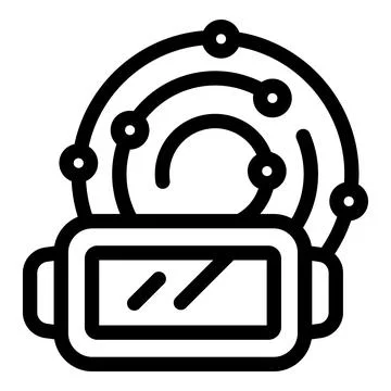 Virtual reality headset creating digital world with nodes connecting Stock Illustration