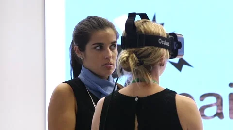 Virtual Reality headset demonstration Stock Footage 56370534