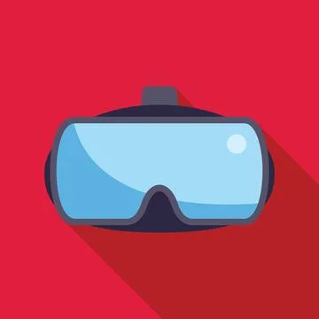 Virtual reality headset exploring metaverse on red background 스톡 일러스트