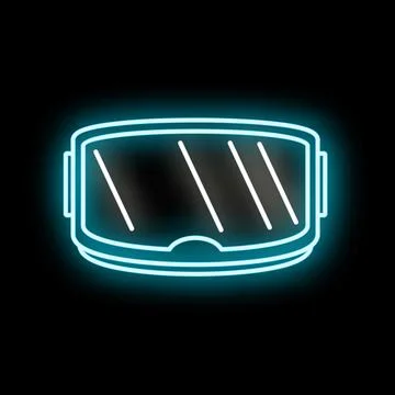 Virtual reality headset future gaming neon light icon Stock Illustration