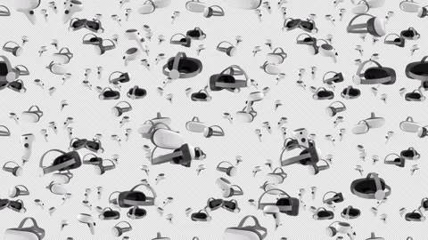 Virtual Reality Headset gaming AR loop tile Falling with alpha channel. This is Stock Footage 304512287