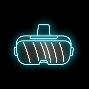 Virtual reality headset glowing neon light icon Stock Illustration