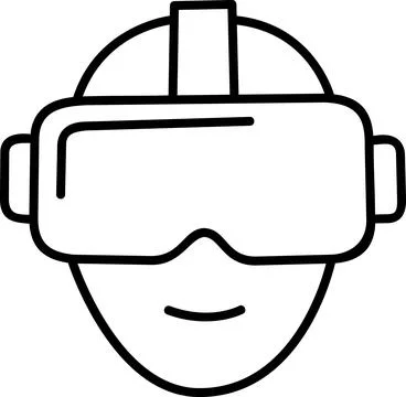 Virtual reality headset on human head icon イラスト素材