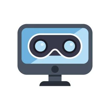 Virtual reality headset icon displaying on desktop monitor Ilustración de archivo
