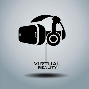 Virtual reality headset icon, flat design, vector Stock Illustration