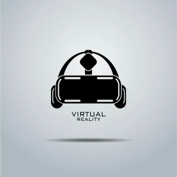 Virtual reality headset icon, flat design, vector Stock Illustration