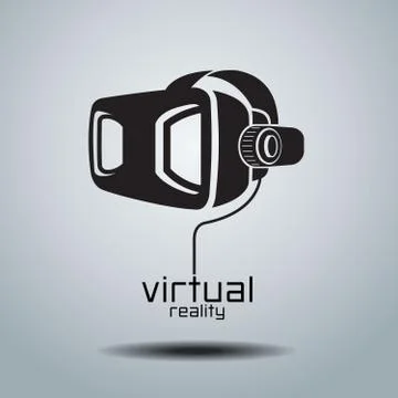 Virtual reality headset icon, flat design, vector, icon, design, black &amp; wh.. Stock Illustration