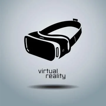 Virtual reality headset icon, flat design, vector, icon, design, black &amp; wh.. Stock Illustration