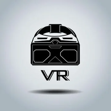 Virtual reality headset icon, flat design, vector, icon, design, black &amp; wh.. Stock Illustration