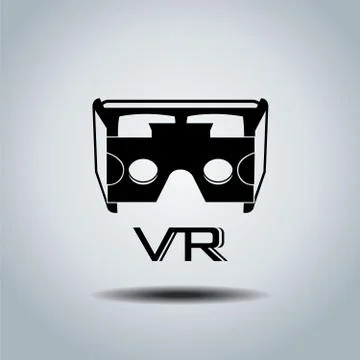 Virtual reality headset icon, flat design, vector, icon, design, black &amp; wh.. Stock Illustration