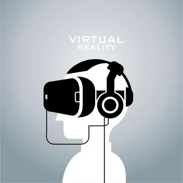Virtual reality headset icon, flat design, vector Stock Illustration