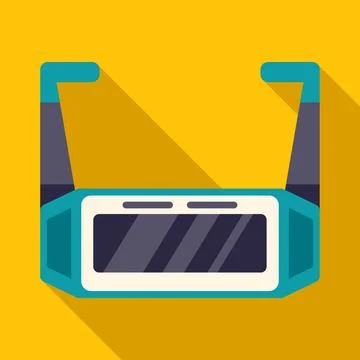 Virtual reality headset icon in flat design style on a yellow background Illustrazione stock