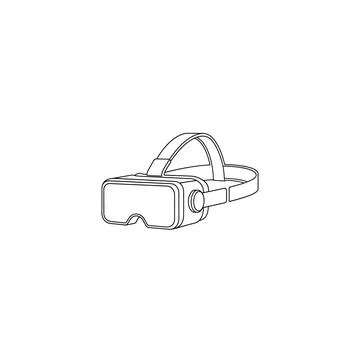 Virtual reality headset icon line art vr goggles with augmented reality Stock Illustration