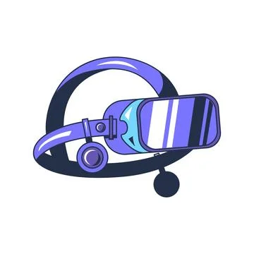 Virtual reality headset icon with microphone for gaming, metaverse Stock Illustration