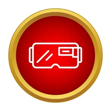 Virtual reality headset icon in red circle Stock Illustration