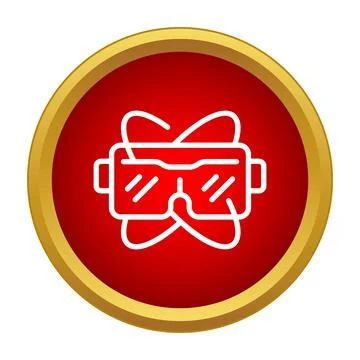 Virtual reality headset icon in red circle Illustrazione stock