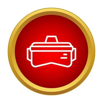 Virtual reality headset icon in red circle 库存插图