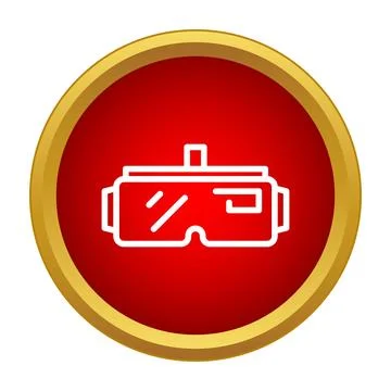 Virtual reality headset icon in red circle Stock Illustration