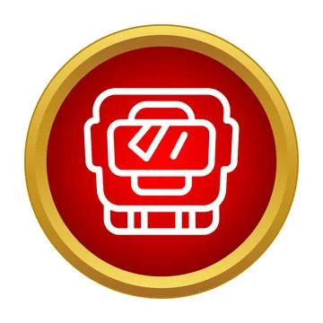 Virtual reality headset icon in red circle Stock Illustration