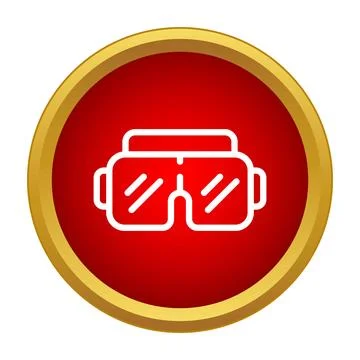 Virtual reality headset icon in red circle 스톡 일러스트