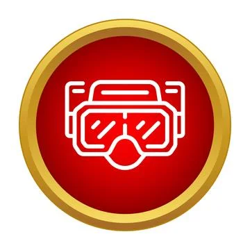 Virtual reality headset icon in red circle Stock Illustration