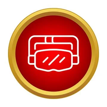 Virtual reality headset icon in red circle Stock Illustration