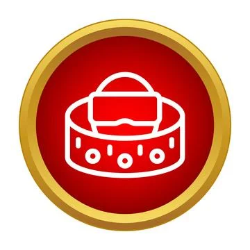 Virtual reality headset icon in red circle Stock Illustration