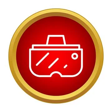 Virtual reality headset icon in red circle Stock Illustration