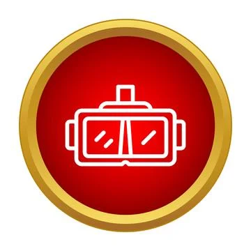 Virtual reality headset icon in red circle Stock Illustration